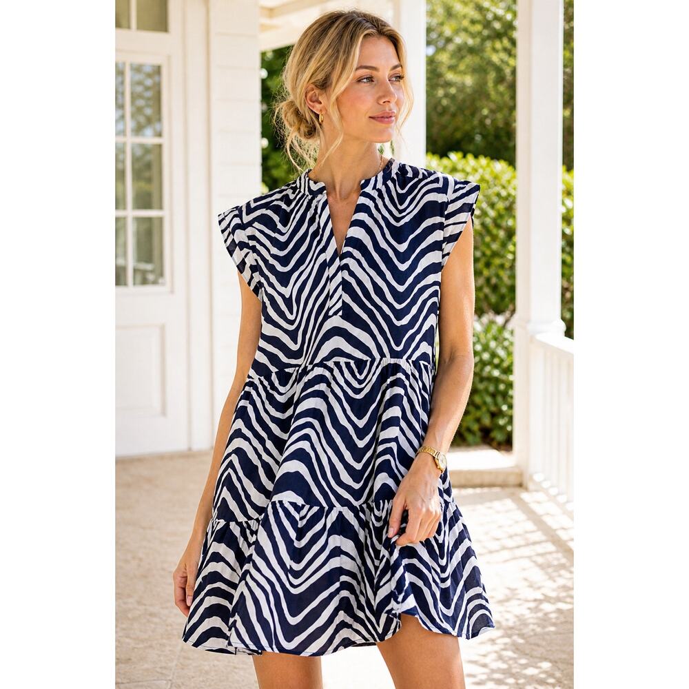 Marie Oliver Lachlan Zebra Mini Dress Silk Cotton M